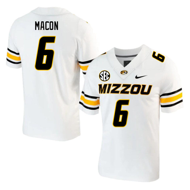 Men #6 Tyler Macon Missouri Tigers College 2023 Football Stitched Jerseys Sale-White - Click Image to Close